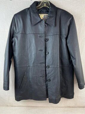 Middlebrook Park Genuine Leather Long Sleeve Button Front Jacket Black Men's M